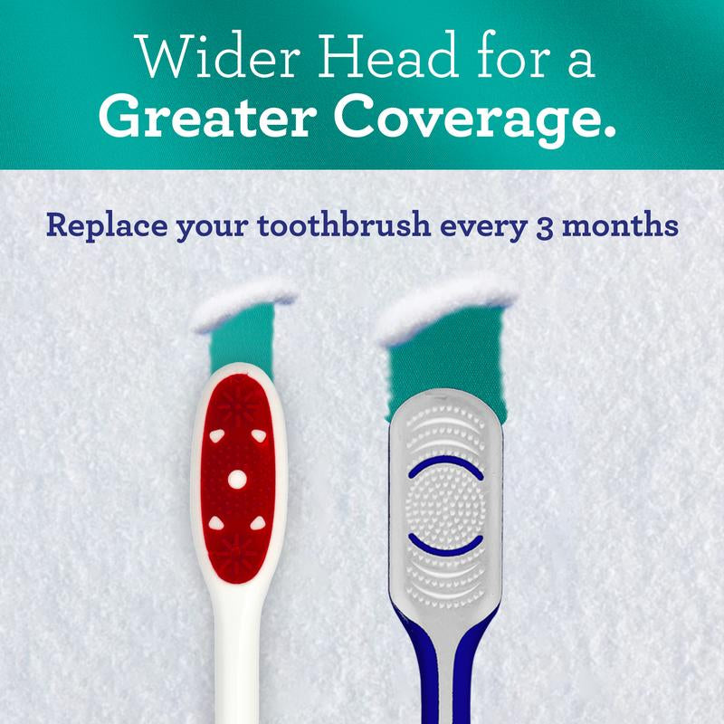 Gurunanda Gentle Giant Toothbrush with Dual Action Flossing Spiral Bristles - Ergo Dexa Grip - Helps in Teeth Whitening, BPA Free, (4 Count)