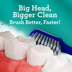 Gurunanda Gentle Giant Toothbrush with Dual Action Flossing Spiral Bristles - Ergo Dexa Grip - Helps in Teeth Whitening, BPA Free, (4 Count)