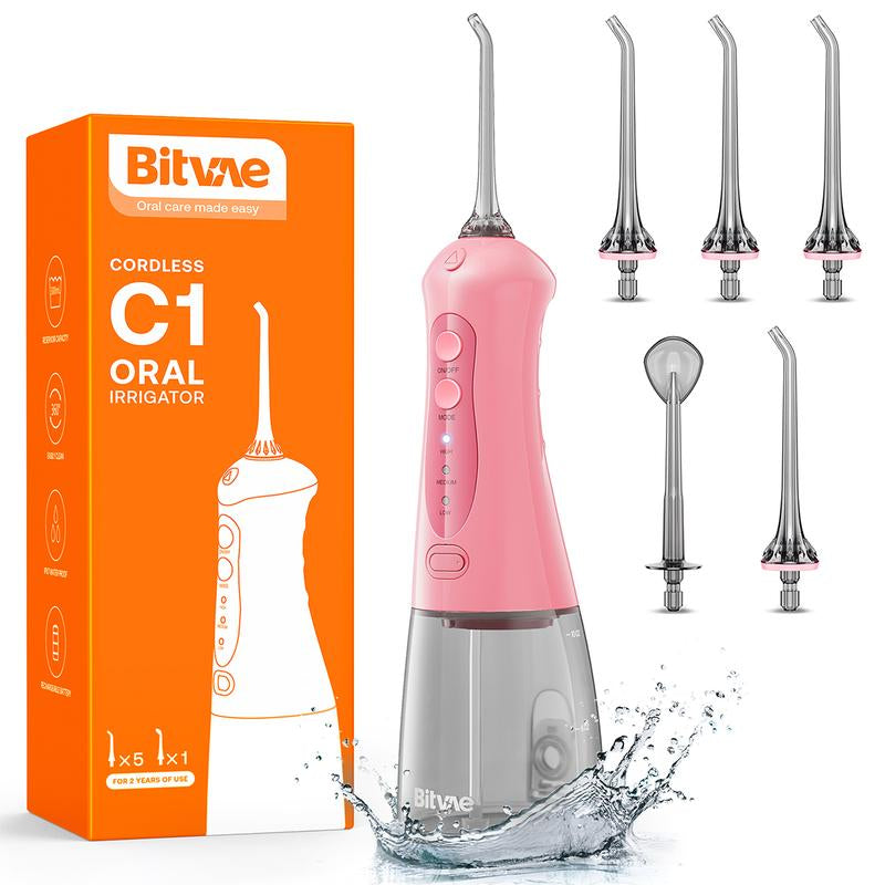 Bitvae C1/C5/C6 Water Flosser for Teeth - Cordless Portable Oral Irrigator, Powerful and Rechargeable, IPX7 Waterproof for Whitening Tablets ,Water Flosser for Teeth Cleane- Dental Kit