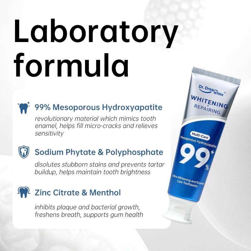【BUY 2 GET FREE Gift】Dr.Dreamwhite Mesoporous 99%Hydroxyapatite Nhap Toothpaste Oral Care | Ultra Whitening & Enamel Reparing | Freshens Breath | Fights Plaque | Non Fluoride | Cucumber Melon & White Tea Flavor | 5.29Oz | Starter Tube