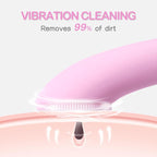 Facial Cleansing Brush, PRITECH Heatable Vibrating Face Scrubber with Massage, Silicone Face Scrubber for Women & Men, Electric Facial Cleanser for Deep Cleansing, Gentle Exfoliating (Pink)
