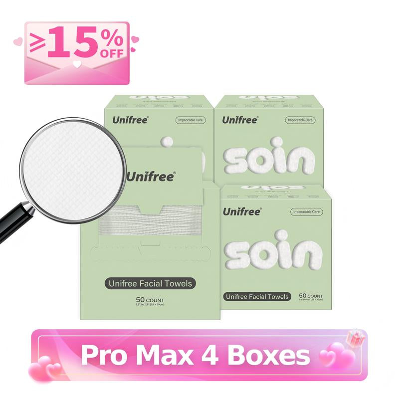 Unifree Disposable Face Towels – Ultra Soft Gentle Facial Towels for Skincare, Single-Use Towel, Wet and Dry for Personal Daily Routine, Valentines Gift