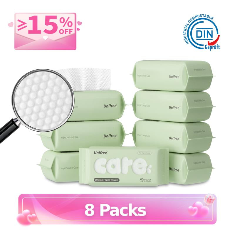 Unifree Disposable Face Towels – Ultra Soft Gentle Facial Towels for Skincare, Single-Use Towel, Wet and Dry for Personal Daily Routine, Valentines Gift