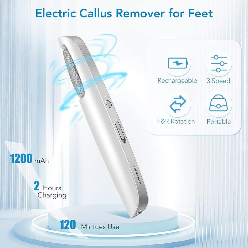 LINKEVAP Electric Feet Callus Remover,Portable Electronic Foot File Pedicure Tools,Waterproof Foot Scrubber File,Pedi Foot Care for Dead,Hard Cracked Dry Skin Manicure Nail Nail Care Cutics Nail Art
