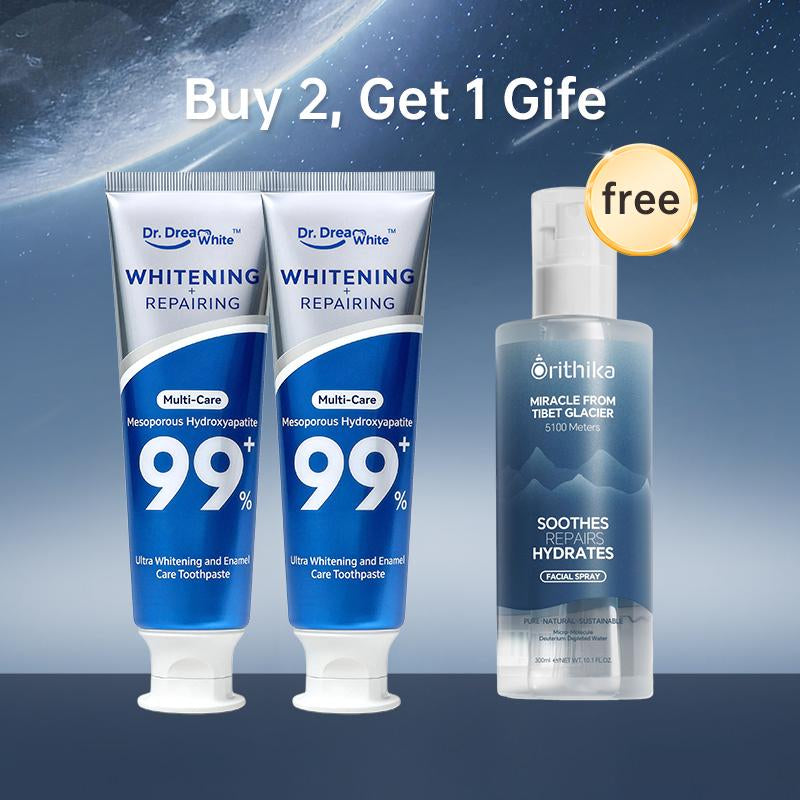 【BUY 2 GET FREE Gift】Dr.Dreamwhite Mesoporous 99%Hydroxyapatite Nhap Toothpaste Oral Care | Ultra Whitening & Enamel Reparing | Freshens Breath | Fights Plaque | Non Fluoride | Cucumber Melon & White Tea Flavor | 5.29Oz | Starter Tube