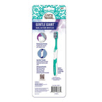 Gurunanda Gentle Giant Toothbrush with Dual Action Flossing Spiral Bristles - Ergo Dexa Grip - Helps in Teeth Whitening, BPA Free, (4 Count)