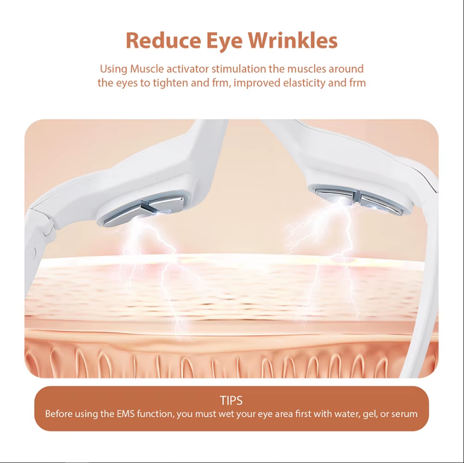 3D Eye Massager with Red Light and EMS – Reduces Dark Circles, Bags, and Eye Strain