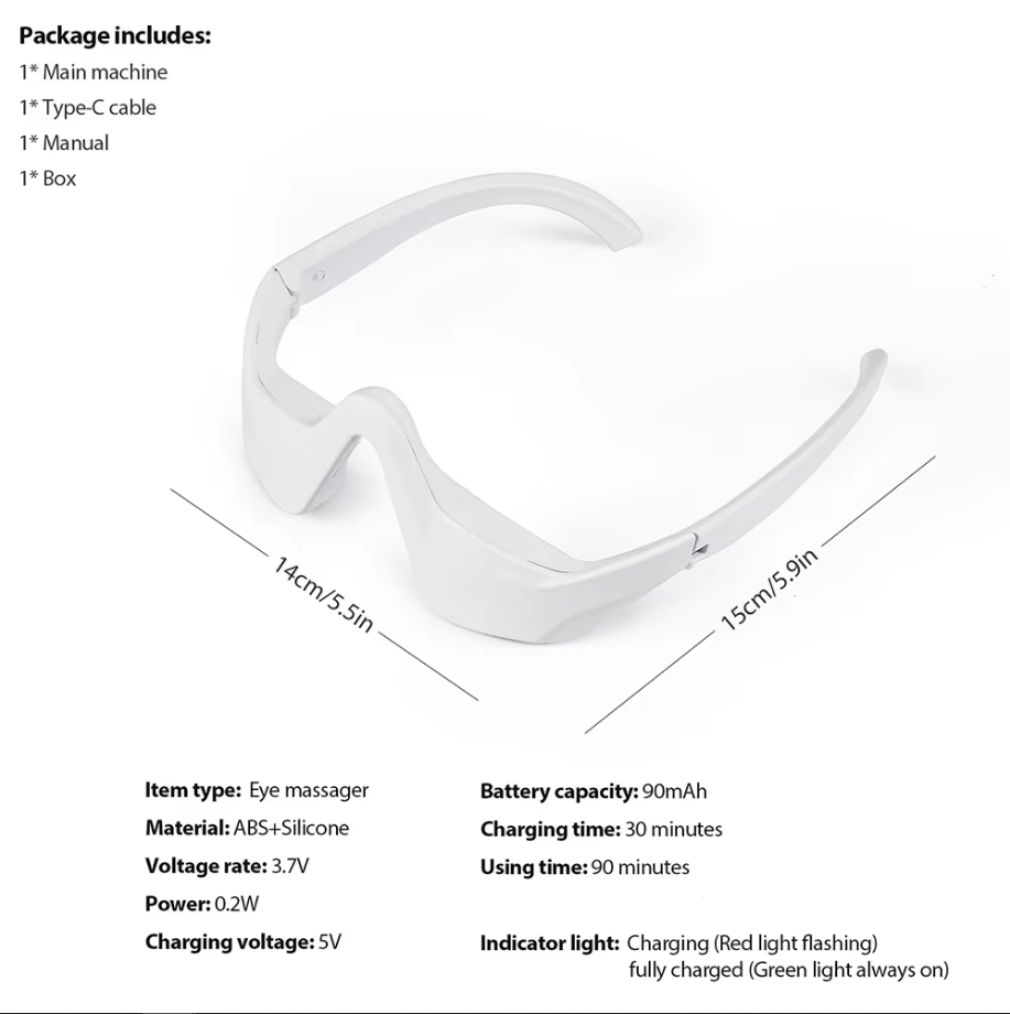 3D Eye Massager with Red Light and EMS – Reduces Dark Circles, Bags, and Eye Strain