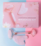 Lymphatic Drainage Face Massager Set: Rose Quartz Face Roller & Gua Sha Facial Tool for Lymphatic Massage, Muscle Tension Relief, Skin Care, for Lymphatic Massage Oil, Serum & Face Cream